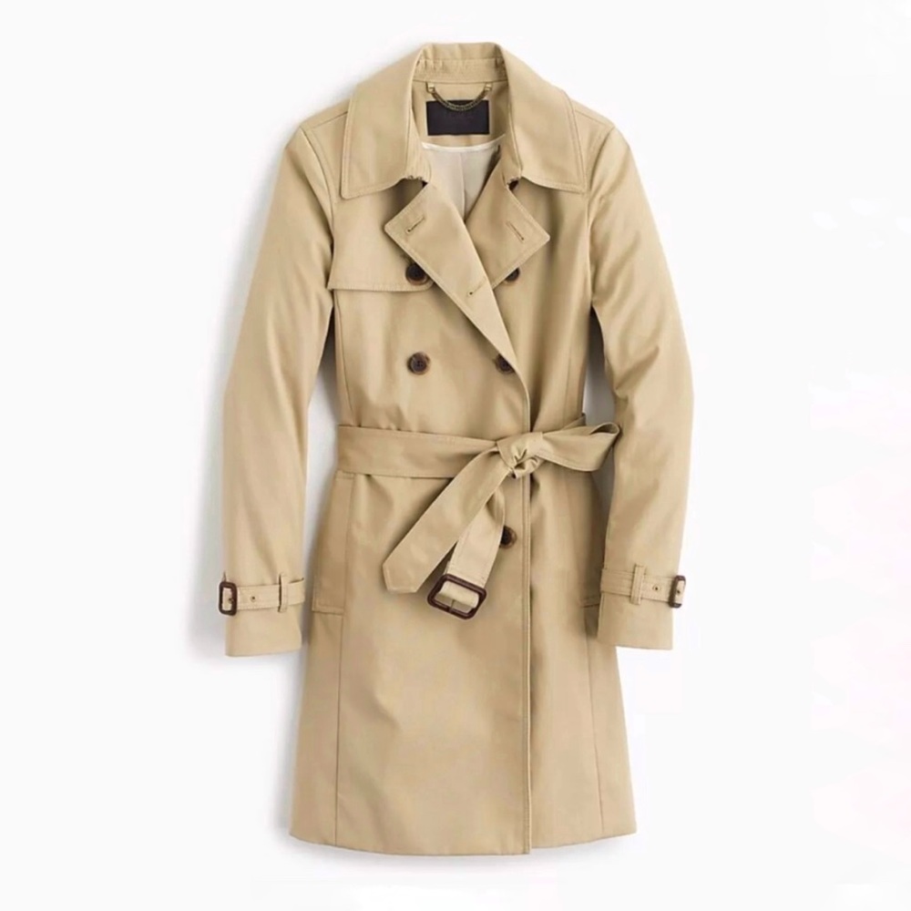 J. Crew tan double breasted button up trench coat